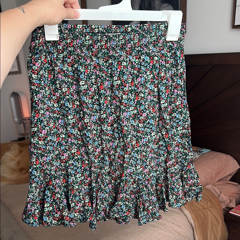 LOFT Multicolored Skater Mini Skirt with Pleats